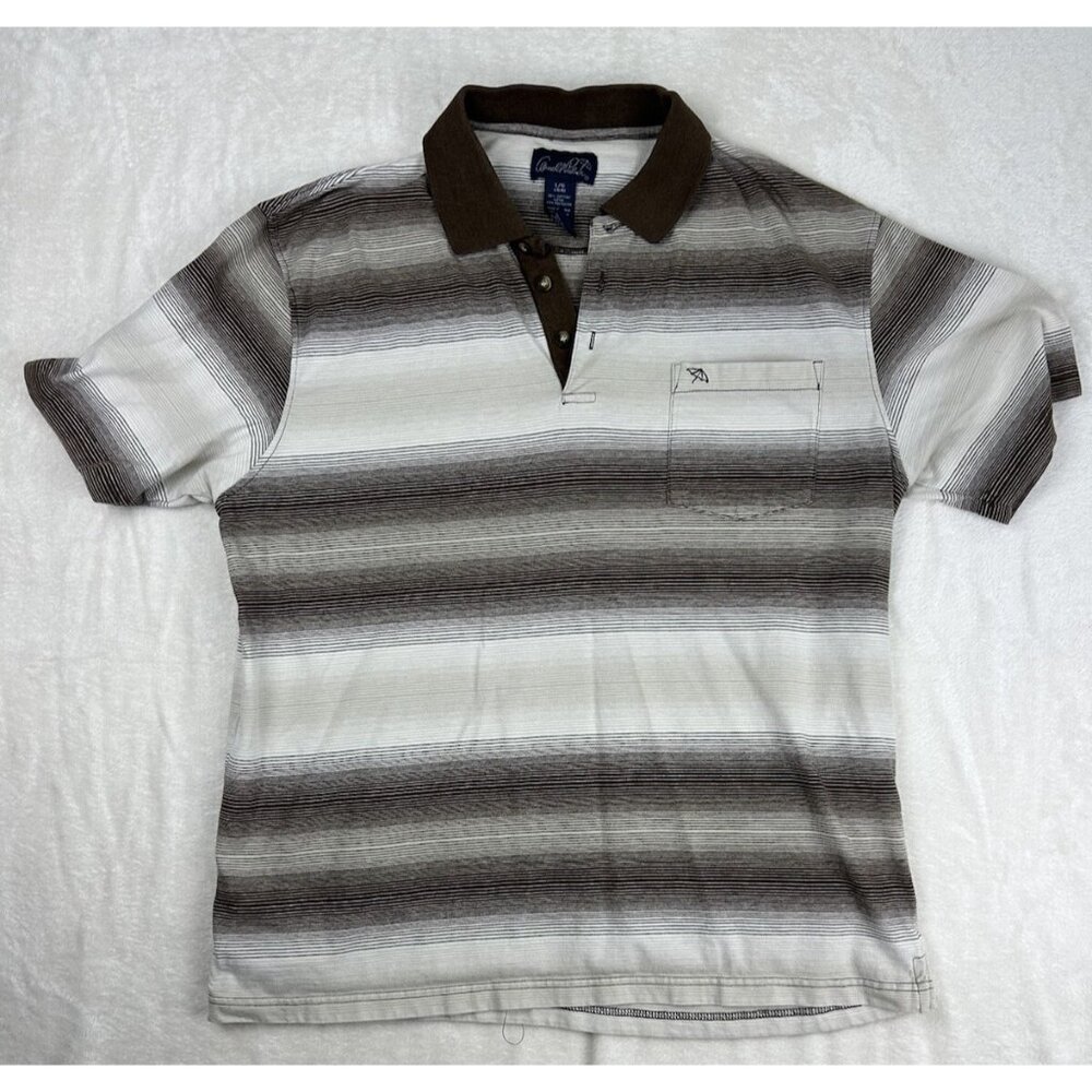 Arnold Palmer Polo Shirt Men’s Size Large Brown T Shirt Button Casual Golf